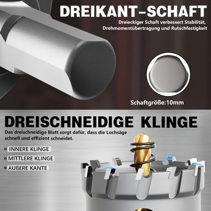 METOTY TCT Hartmetall Lochsäge Set 19-teilig Metall