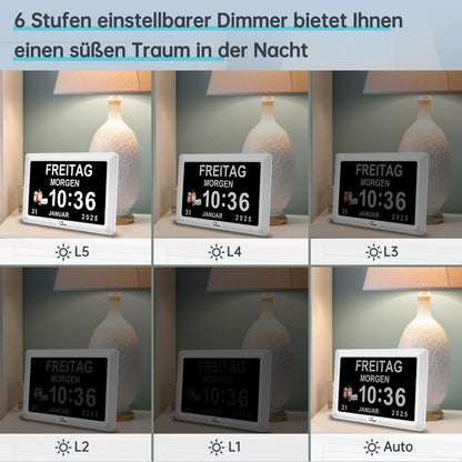 WallarGe Demenzuhr WSC701, digitale Kalenderuhr, 7 Zoll, weiss