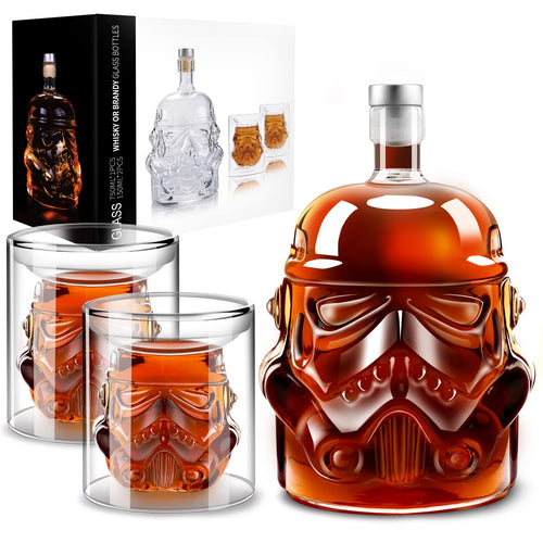 BEYOND MS Whisky Dekanter Set mit 2 Gläsern, 750 ml Karaffe aus Glas