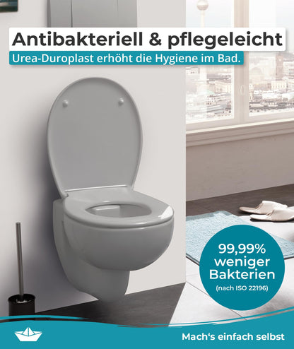 Calmwaters® Premium WC Sitz Duroplast oval - Manhattan-Grau