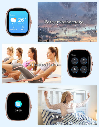 HUAKUA D3 Smartwatch Damen mit Telefonfunktion, 1.85 Zoll, IP68