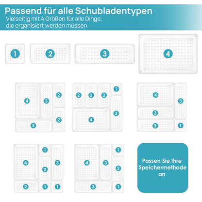 Vtopmart Schubladen Organizer Set, 44-teilig, 4 Grössen, transparent