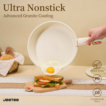 JEETEE Topf- & Pfannenset abnehmbar 17-tlg. Induktion Beige