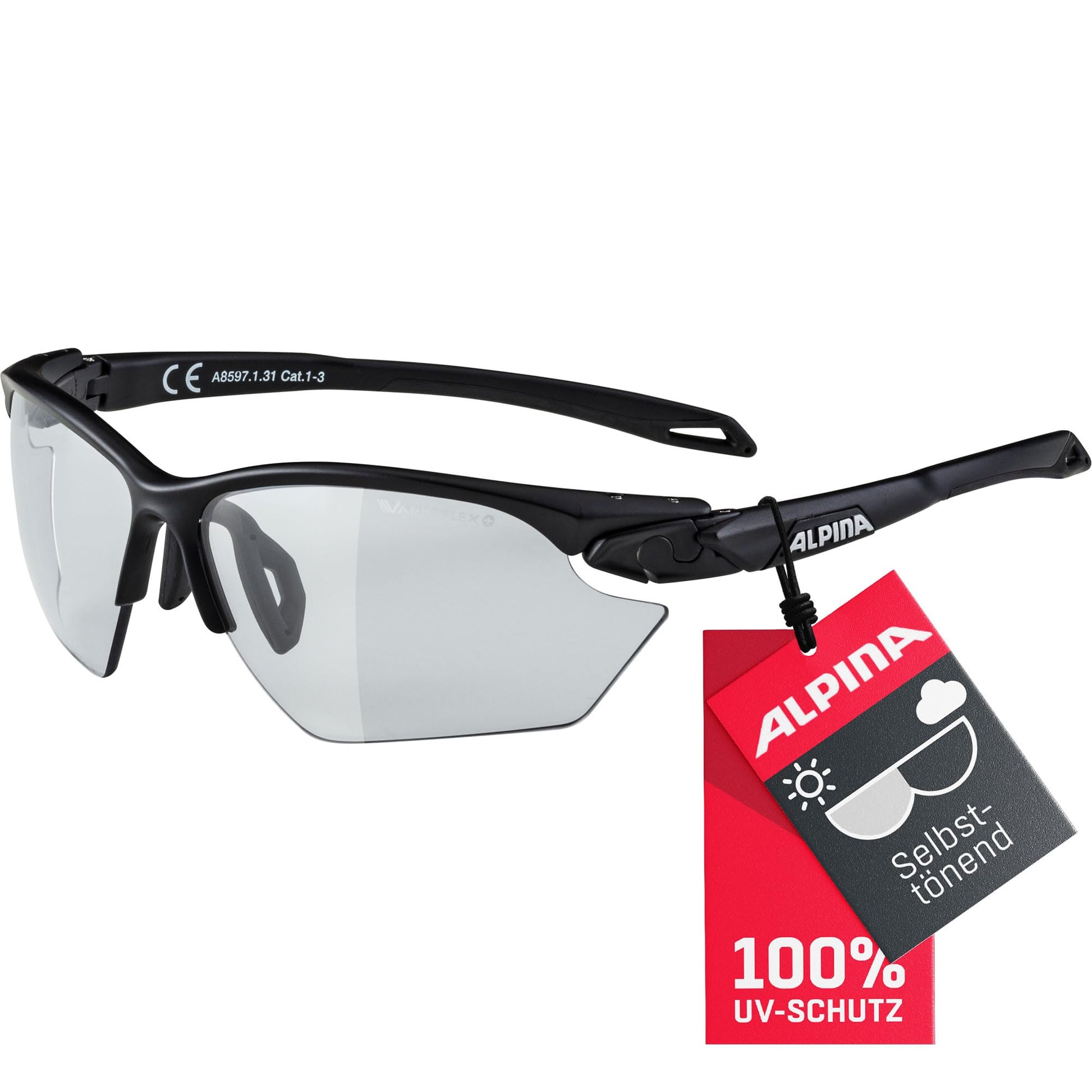 ALPINA TWIST FIVE S HR V selbsttönende Sportbrille – black matt. Mit Varioflex-Scheiben für adaptive Sicht im Sport.