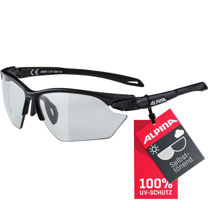 ALPINA TWIST FIVE S HR V selbsttönende Sportbrille – black matt. Mit Varioflex-Scheiben für adaptive Sicht im Sport.