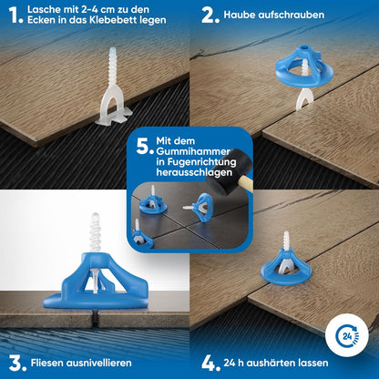Bauhandel24 Fliesenverlegehilfe Nivelliersystem 2mm – 1000 Laschen