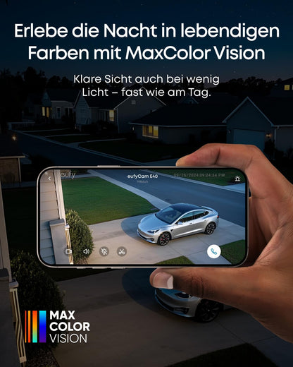 eufy Security eufyCam E40 2K Aussen-Solarkamera Set mit HomeBase 2