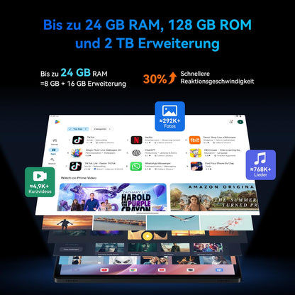 TABWEE T90 Android 15 Gaming Tablet 11 Zoll, 24GB RAM mit Tastatur