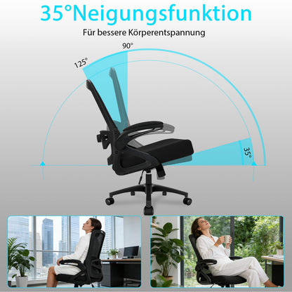 Milacyee Ergonomischer Bürostuhl M01 mit 4D-Lendenstütze, Schwarz