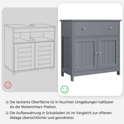Yaheetech Waschbeckenunterschrank Landhausstil – Dunkelgrau
