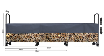 QUICK STAR Metall Kaminholzregal 272x95cm mit Schutzhülle