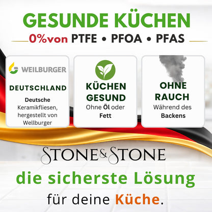 Stone&Stone Auflaufform 34x8 cm Antihaft Aluminium mit Glasdeckel