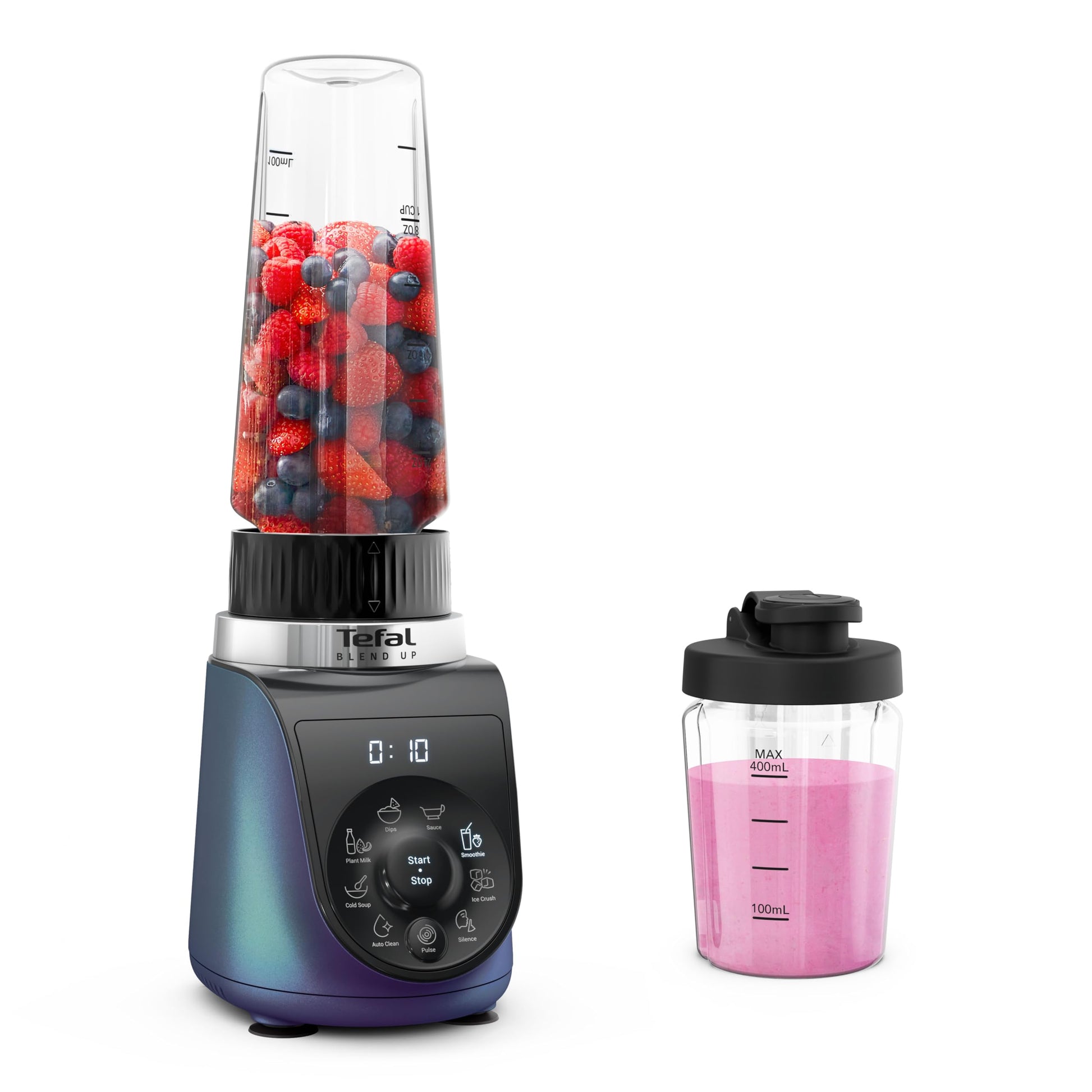 Tefal Blend Up Mini-Mixer BL19H4F0 mit 2 On-the-Go-Flaschen, Blau