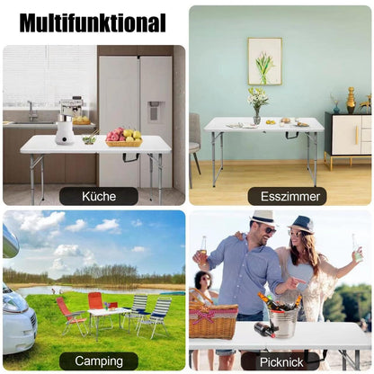 Byliable Klapptisch 120 cm tragbar höhenverstellbar – Weiss