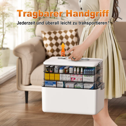 MOPUP Medikamentenbox mit Tragegriff, 4 Ebenen, 37 x 23 x 32 cm