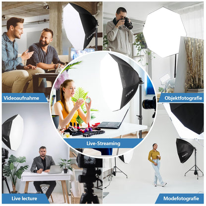 FGen Softbox Set LED Fotolicht – 70cm Achteckig 135W