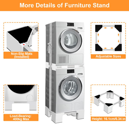 NIUXX Universal-Waschmaschinenbasis – Verstellbar 46-69cm, 16.1cm Hoch