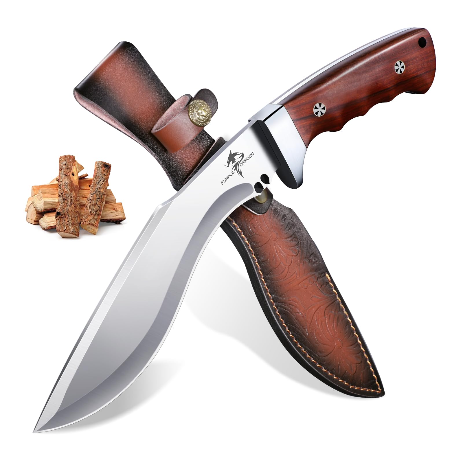 Purple Dragon Survival Messer mit Full Tang Klinge und Holzgriff