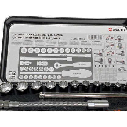 Zebra Würth 1/4 Zoll Steckschlüsselsatz – 34-teiliges Set