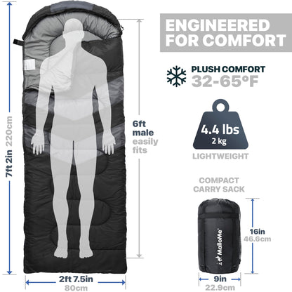MalloMe Schlafsack Deckenschlafsack für Erwachsene und Kinder, schwarz