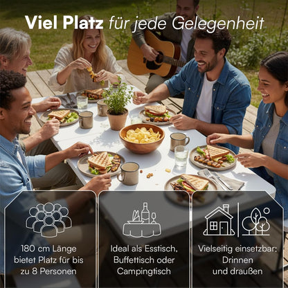 STEELSØN Zennar Klapptisch 180 x 74 cm weiss für 8 Personen