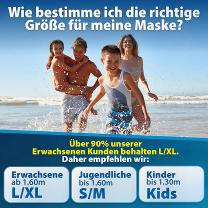 KAIMANA K005 Vollgesichts-Schnorchelmaske für Erwachsene & Kinder
