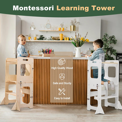 Labebe Montessori Lernturm Faltbar Multifunktion 3in1 - Weiss