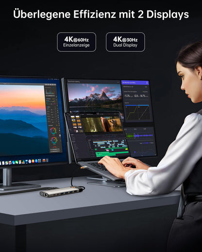 NOVOO USB C Dock 15-in-1 Triple Display Dual 4K HDMI 100W PD