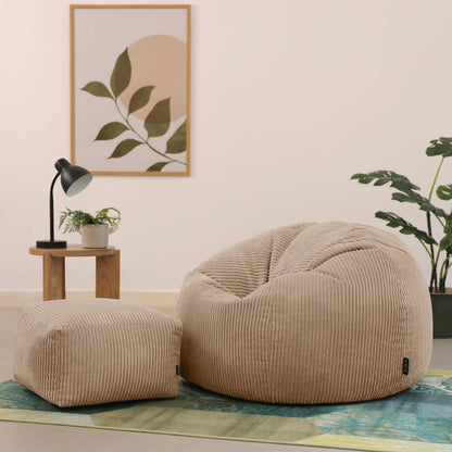 Icon Kingston Sitzsack mit Hocker Lounge Sessel Cord – Beige