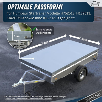 Tarpofix Anhängerplane 258x136cm Grau - PVC Flachplane