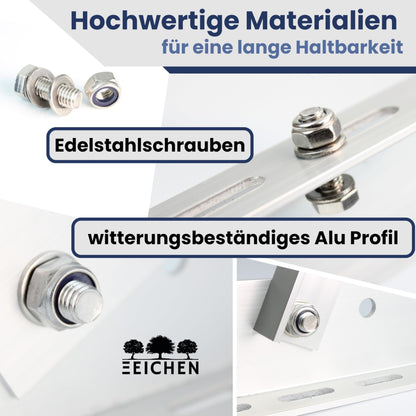 Drei Eichen Balkonkraftwerk Halterung 4x Set – 118cm Alu Profil