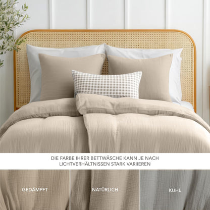 Dreamzie Musselin Bettwäsche Set 135x200 cm - Taupe