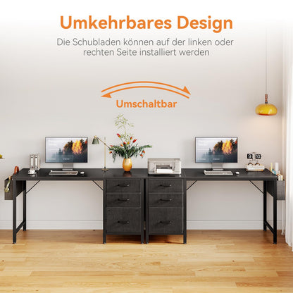 Coleshome Computertisch 120x48cm mit 3 Schubladen - Schwarz