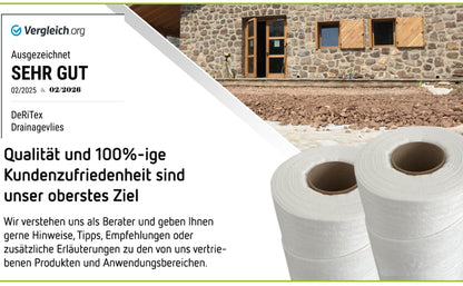 DeRiTex Drainagevlies 150 g/m² Filtervlies, 25 m² (1 m x 25 m)