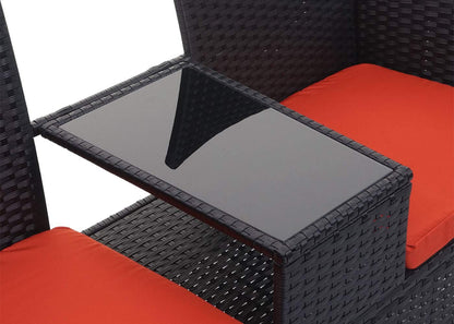 Mendler HWC-E24 Poly-Rattan Gartenbank mit Tisch – Schwarz
