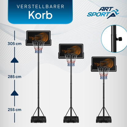 ArtSport Basketball Korbanlage höhenverstellbar 255-305 cm Outdoor