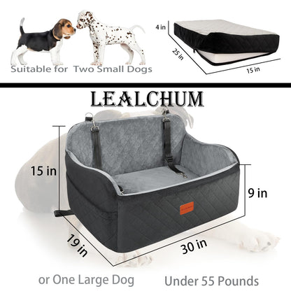 Lealchum Hundeautositz für 2 Hunde (bis 55lb) - Black/Grey, Large
