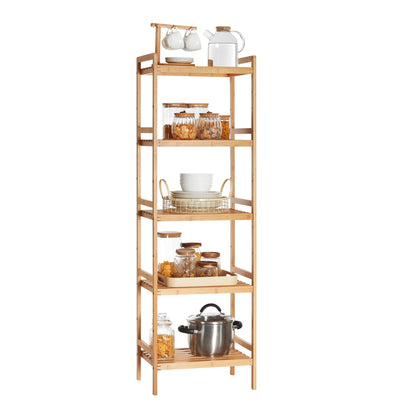 SONGMICS Bambus Regal BCB075N01 – 5 Ablagen, Natur, 142 cm hoch