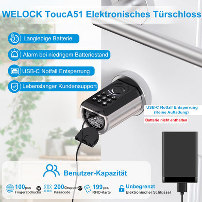 WELOCK ToucA51 Elektronisches Türschloss mit Fingerabdruck