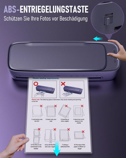 Ablemark Laminiergerät A3 – Heiss/Kalt, 9-in-1 inkl. 30 Folien