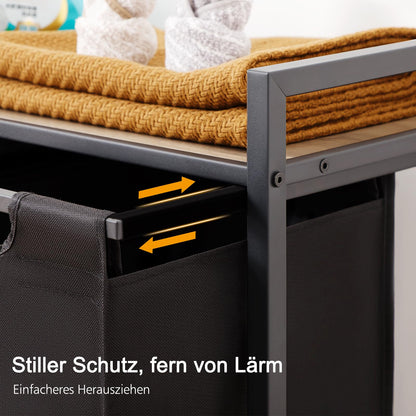 AMHANCIBLE Wäschekorb 3 Fächer mit Ablage, ausziehbar, grau