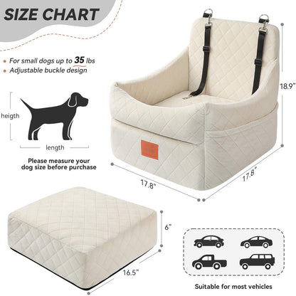 GL GLENSLAVE Hundeautositz für kleine & mittlere Hunde, weiss