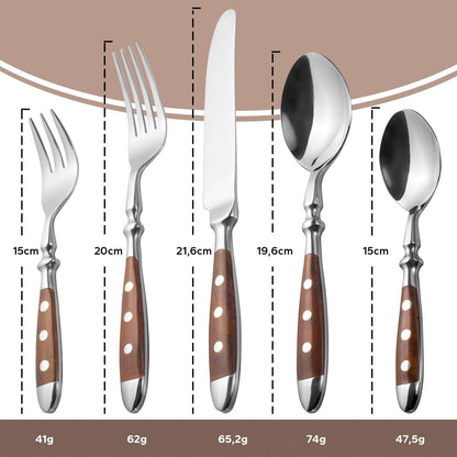 Alata Berlin Besteck Set – Edelstahl 30tlg. braune Griffe, rustikal