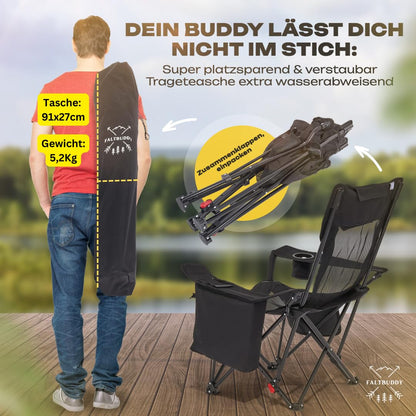 Faltbuddy Campingstuhl 2in1 faltbar mit Liegefunktion, bis 180 kg