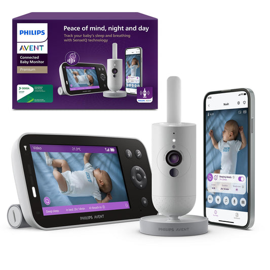 Philips AVENT Premium Connected Videophone Babyphone - SCD973/26. Weißes Set mit Kamera/Display zur Video-/Audio-Überwachung.