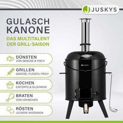 Juskys Gulaschkanone Gulaschkessel – 17L mit Kessel & Pfanne