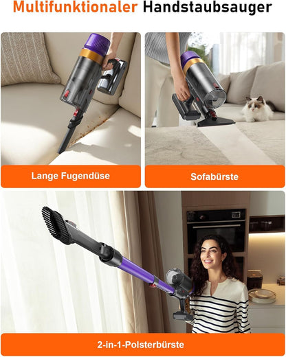 TVTAU T10 Pro Akku-Staubsauger kabellos, 55000 Pa, beutellos, Violett