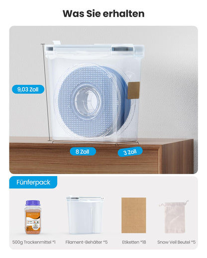 YOOPAI Filament Aufbewahrungsbox 5er-Set, wasser- und staubdicht