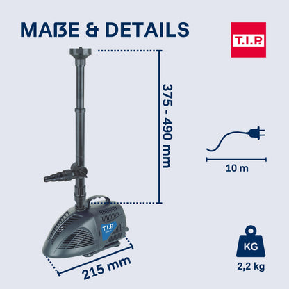 T.I.P. Wasserspielpumpe WPS 2000 R, Teichpumpe, 2000 l/h