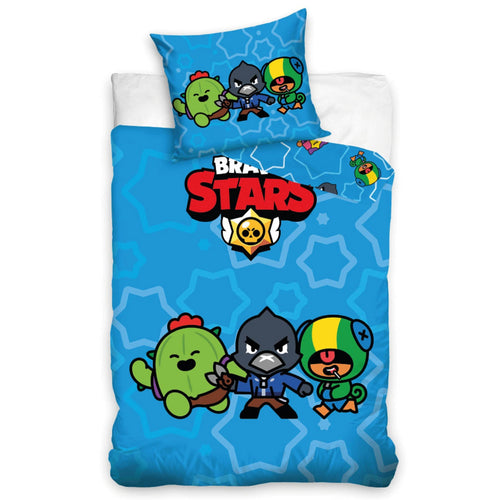 Brawl Stars Bettwäsche 135x200 + 80x80 cm 100% Baumwolle, Wendemotiv, Bettbezug und Kissenbezug